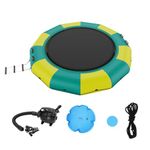 VEVOR Inflatable Water Bouncer, 12ft Recreational Water Trampoline, Portable Bounce Swim Platform with 3-Step Ladder & Electric Air Pump, Kids Adults Floating Rebounder for Pool, Lake, Water Sports