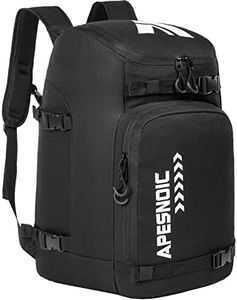 AIRTTUZ Ski Boot Bag - Ski and Snowboard Boots Backpack，Excellent for Travel with Waterproof Exterior & Bottom - for Men, Women and Youth. (BLACK)