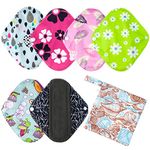 6PCS Small Cloth Menstrual Pads for Light Flow, Washable Bamboo Sanitary Pad and 1 Wet Bag(S 8 inch)