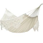 Xuanmuque Double Sized White Hammock with Elegant Tassels and Fishtail Knitting Includes Tie Ropes and White Drawstring Bag for Women