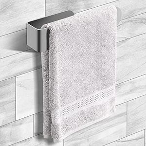 Joeji's Kitchen Portasciugamani Adesivo Bagno 19 cm - Fissato a Parete per Asciugamani da Bagno - Forte Autoadesivo 3M - Acciaio Inox - Nessuna perforazione richiesta