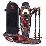 G2 30 Inches Blue Light Weight Snowshoes for Women Men Youth, Set with Trekking Poles, Tote Bag, Special EVA Padded Ratchet Binding, Heel Lift, Toe Box(Red)