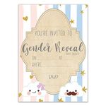 Baby Shower Gender Reveal Party Invitations - Pack of 10 Baby Invite Cards Neutral Design Perfect For Boy or Girl baby showers (BSCGRI)