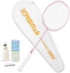 Badminton Racket Set with 1 Carbon Fiber Racquet, 3 Shuttlecocks, 2 Replacement Grip Tapes and 1 Badminton Bag - Perfect for Outdoor Games and Gym 5U Pink 1P