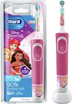 Oral-B Kids Electric Toothbrush, Christmas Gifts For Kids, 1 Toothbrush Head, x4 Disney Princess Stickers, 2 Modes with Kid-Friendly Sensitive Mode, For Ages 3+, 2 Pin UK Plug, Pink