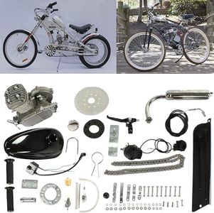 Bike Engine Kit 80cc 2 Stroke Motorized Petrol Gas Motor Engine Bike Kit Compatible with Most 24" - 28' Wheel Bikes by Amebee for Bicycle Mountain Bike Road Bike Gas Motorized Bicycle (Silver)
