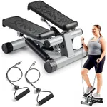 Sunny Health & Fitness Mini Stepper Machine, Stair Stepper Exercise Equipment with Resistance Bands and LCD Monitor, Air Climber Stepping Fitness Machine for Home Workout - NO. 012-S