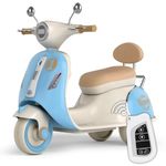 kidsROAR Electric Bike for Kids, Battery Operated Vintage Scooter for Girls and Boys with Music Wide Seat, Safe Bike for Kid, Ages 2-6 Years, Stylish & Fun Design (Blue)