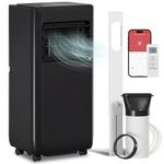 HOMCOM 8000 BTU Portable Air Conditioner, Wifi Enabled AC Unit with Cool, Dehumidifier, Fan, Sleep, Voice Remote Control, Auto Swing, 24H Timer, for Room up to 344 Sq. ft, Black