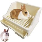 kathson Rabbit Litter Box Trainer Small Animal Potty Corner Toilet with Drawer Pet Cage Pan Litter Bedding Box for Guinea Pig Hamster Bunny Ferret Galesaur Mouse Squirrel (White)