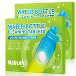 NATRUTH Water Bottle Cleaning Tablets 40 Tablets Effectively Removes Tough Stains and Odors Bottle Clean Tablet Individually Packed for All Stainless Steel, Plastics and Glass Drinking Containers