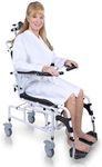 Vive Reclining Shower Chair with Wheels - Commode Wheelchair for Seniors, Disabled, Bariatric & Handicap - Padded Transfer Rolling Chairs with Arms - Portable, Foldable & Waterproof - Extra Wide Seat