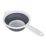 Addis 518405 Pop & Store 16.5cm Small Collapsible Food Colander with Handle, 6.5 inch, White and Grey, Plastic