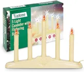 Tupkee Christmas Candolier Window Candles – with Flickering Bulbs – 5-Lights Indoor - Flameless Electric Window Candles Candelabra