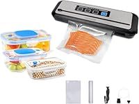 INKBIRD Vacuum Sealer Machine with Food Storage Vacuum Seal Plastic Containers 3-PC Set (10oz/27oz/40oz), Vacuum Meal Containers with Lid, Freezer & Microwave Safe, Sealer Bag*5 and Bag Roll*1