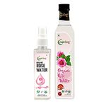 Nutriorg Organic Rose Water | 100% Pure Gulab Jal for Face, Skin & Hair | Skin Toner, Makeup Remover, & Hydration | Alcohol & Paraben-Free | For All Skin Types | 250ml + 100ml Spray Bottle