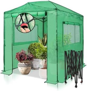 EAGLE PEAK 8x6 Portable Walk-in Greenhouse, Pop-up Indoor Outdoor Garden Green House, Zippered Doors and Windows, PE Cover, Green