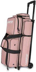 LARIPOP 3 Ball Bowling Bags with Wheels,Rolling Bowling Ball Bag for 3 Balls & Accessories -Retractable Handle Extends to 38"