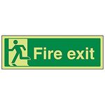 V Safety Glow In The Dark Final Fire Exit Man Left Sign - 300mm x 100mm - Rigid Plastic, Green, 14010AX-G