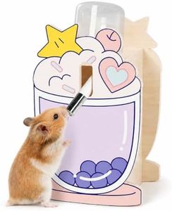 Hamster Water Bottle for Glass Tank, 4oz No Drip Bottle with Wooden Holder