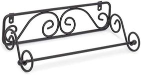 Steel Wall-Mounted Paper Towel Holder (Black), by Home Basics | Scroll Design Kitchen Paper Towels Holder | Fits Standard and Jumbo-Sized Towels | Space-Saving Design