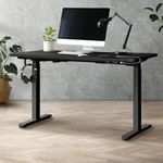 Oikiture Height Adjustable Standing Desk Dual Motors Home Office Sit Stand Desk Electric Motorised Standing Desk Fram Laptop Computer Workstation 140cm Black