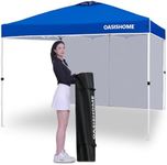 OASISHOME Pop-up Portable Outdoor Canopy Tent 10'x10' Instant Gazebo, with 1 Sidewall, Carry Bag, Stakes, Ropes, for Outdoor/Beach/Patio/Wedding Parties and Commercial Events (10FTx10FT, Blue)