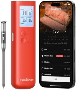 ThermoMaven Wireless Meat Thermometer, 10X Enhanced Signal and Stability with Sub-1G, Standalone Base with Display & Control, Certified Accuracy ±0.5°F, WiFi Unlimited Range for BBQ, Oven,Smoker,Grill