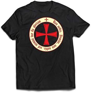 lepni.me Men's T-Shirt Knights Templar Cross Multicoloured, Black-Multicoloured, XXL