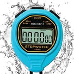 MOSTRUST Digital Waterproof Stopwatch, No Bells, No Clock, Simple Basic Operation, Silent, ON/Off, Large Display for Swimming Running Training Kids Coaches Referees Teachers (Blue)