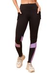 COSVOS Activewear Leggings, Tights for Women | Squat Proof | Buttery Soft Fabric | Ankle Length | Sports Fitness | Polyester Leggings Tights Without Pockets (XL, Black Lavender)