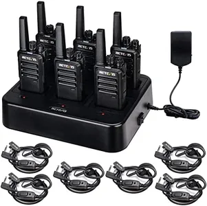 Retevis RT68 Walkie Talkies with Earpiece, Portable FRS Two-Way Radios Rechargeable, with 6 Way Multi Unit Charger, Hands Free, Long Range, Rugged 2 Way Radios 6 Pack for Adults School Manufacturing