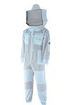 BEEKEEPING XPERT Three Layer Ultra Ventilated Beekeeping Suit for Men and Women with Round Veil, Professional Sting Proof Beekeeper Suit, Premium White Fabric Polycotton Bee Suit (X-Large)