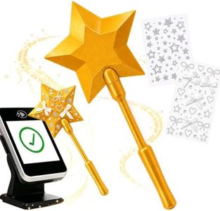 Star Credit Card Wand with Glitter Stickers, 3D Printed Fairy Pay Wand for Tap to Pay, 14.5" Contactless Payment Card Holder, Unique Gift for Birthday, Cosplay, Festivals & Fun Shopping (Gold)