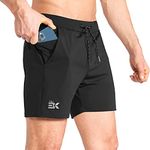 BROKIG Men's Lightweight Gym Shorts,Mens Athletic Running Shorts Quick Dry Sports Workout Shorts with Pockets (Black,X-Large)