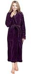 NY Threads Womens Fleece Bathrobe - Shawl Collar Soft Plush Robe Spa Robe (Large, Plum)