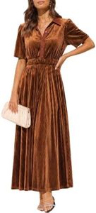 Sissyaki Womens Velvet Maxi Dress Fall Wedding Guest Dress Shirt Dress S