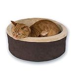 K&H Pet Products Thermo-Kitty Bed Heated Cat Bed Small 16 Inches Mocha/Tan