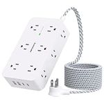 Power Bar Surge Protector- 12 Wide Outlets Power Strip with 4 USB Ports(2USB C), 5Ft Braided Extension Cord Flat Plug, Overload Surge Protection, Wall Mount, Desk Charging Station for Office Home ETL