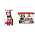 Hill's Science Diet Adult Dry Cat Food, Chicken Recipe + Adult Canned Cat Food Variety Pack