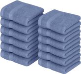 Utopia Towels 12 Pack Premium Fingertip Towel 12" x 12" Electric Blue 600gsm 100% Cotton Highly Absorbent and Soft