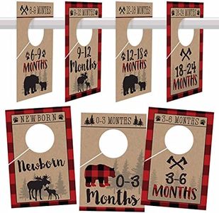 7 Lumberjack Baby Nursery Closet Organizer Dividers For Boy Clothing, Age Size Hanger Organization For Kid Toddler Infant Newborn Clothes Must Have, Shower Registry Gift Supplies, Woodland 0-24 Months