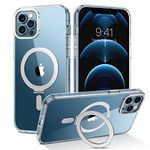 DUEDUE Magnetic Case for iPhone 12 Pro Max Compatible with MagSafe, Magnetic Kickstand iPhone 12 Pro Max Case Transparent Cover Anti-Yellowing Phone Cases for iPhone 12 Pro Max 6.7 Inch, Clear