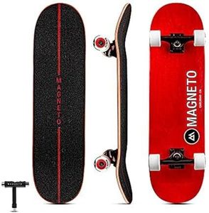 Magneto SUV Skateboards | Fully Assembled Complete 31" x 8.5" Standard Size | 7 Layer Canadian Maple Deck | Designed for All Types of Riding Kids Adults Teens Boys Girls | Free Skate Tool - Red