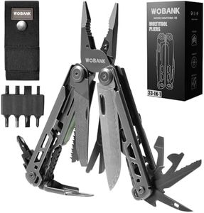 WOBANK Multitool, 33-in-1 Stainless Steel Multi Tool Pliers with Screwdriver Sleeve, Damascus Pocket Knife, Nylon Sheath for Outdoor, Survival, Camping, Hiking, Simple Repair