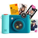 Kodak Smile+ 2-in-1 Digital Instant Camera with Effect-Changing Lens, 2x3” Sticky-Backed Photo Prints, and Zink Printing Technology, Compatible with iOS and Android Devices - Blue