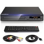 DVD Player, HDMI AV Output, All Region Free CD DVD Players for TV, DVD Players with NTSC/PAL System, Supports Mic's & USB Input, Package Includes HDMI/RCA Cables and Remote Control(No Battery)