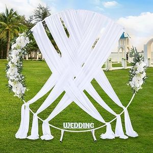 Wedding Arch Draping Fabric 6 Panels White Chiffon Fabric Drapery Sheer Backdrop Curtains 6 Yards for Baby Shower Birthday Party Decorations