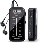 Pocket Radio Mini AM FM Stereo Radio Portable Battery Operated Radio, Includes Headphones, with Back Clip and Signal Indicator, Operated by AAA Batteries for Walking and Jogging, J-985 by PRUNUS