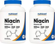 Nutricost Niacin (Vitamin B3) 500mg, 240 Capsules (2 Bottles) - Niacin Flush